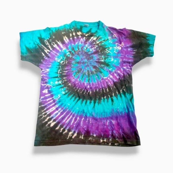 Vintage made in USA grateful deal skeleton circle Tie Dye tee size XL